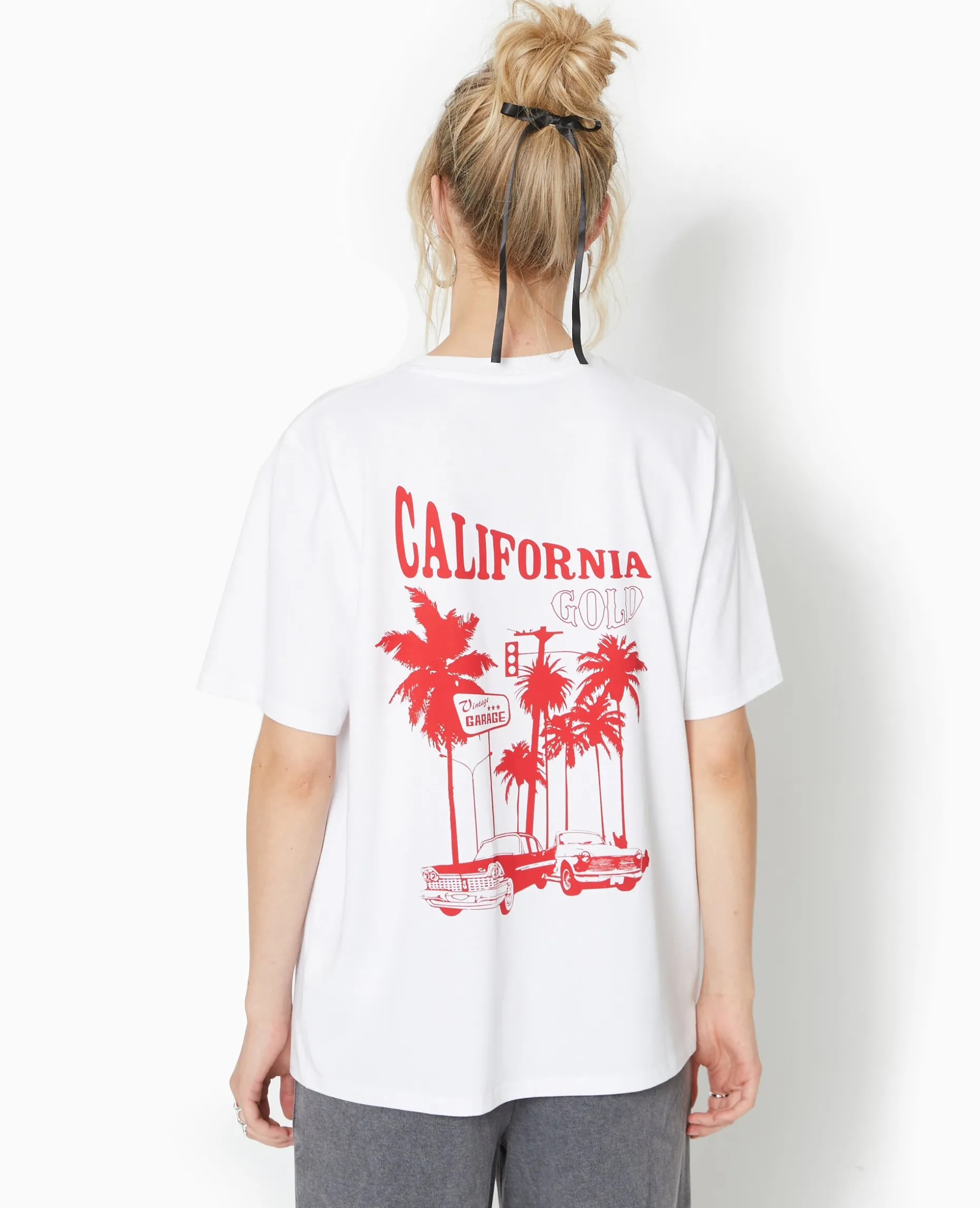 T-shirt Oversize Avec Print Poitrine Et Dos - Blanc