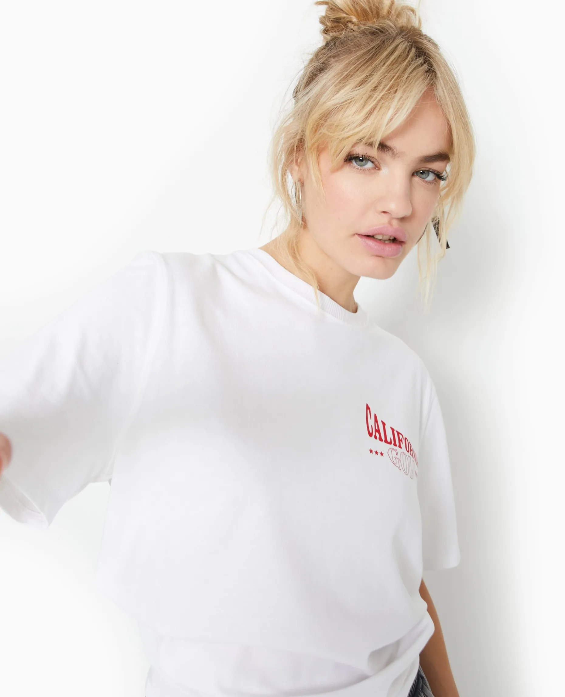 T-shirt Oversize Avec Print Poitrine Et Dos - Blanc