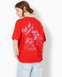 T-shirt Oversize Avec Print Devant Et Dos - Rouge