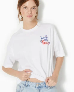 T-shirt Oversize Avec Print Devant Et Dos - Blanc