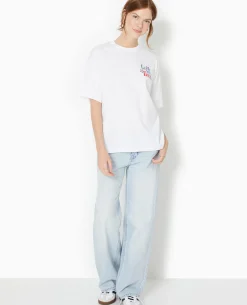 T-shirt Oversize Avec Print Devant Et Dos - Blanc