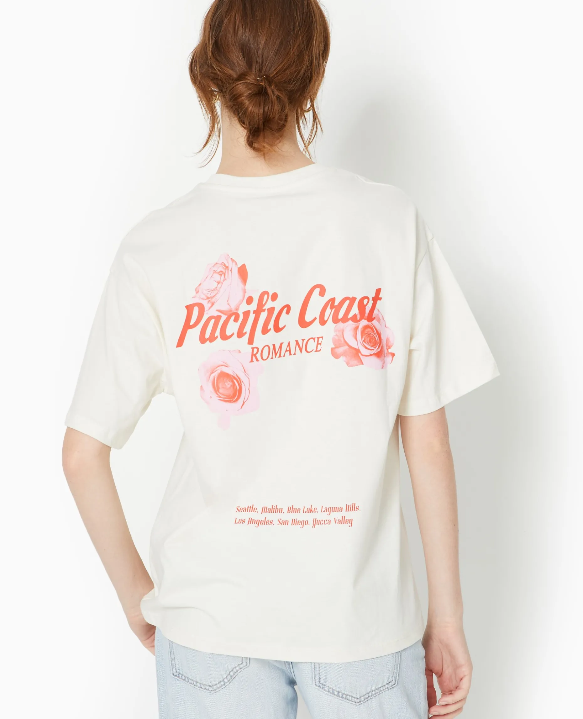 T-shirt Oversize Avec Print Devant Et Dos - écru