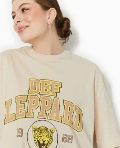 T-shirt Oversize DEF LEPPARD - Beige