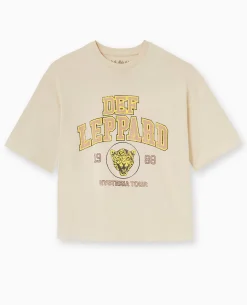 T-shirt Oversize DEF LEPPARD - Beige