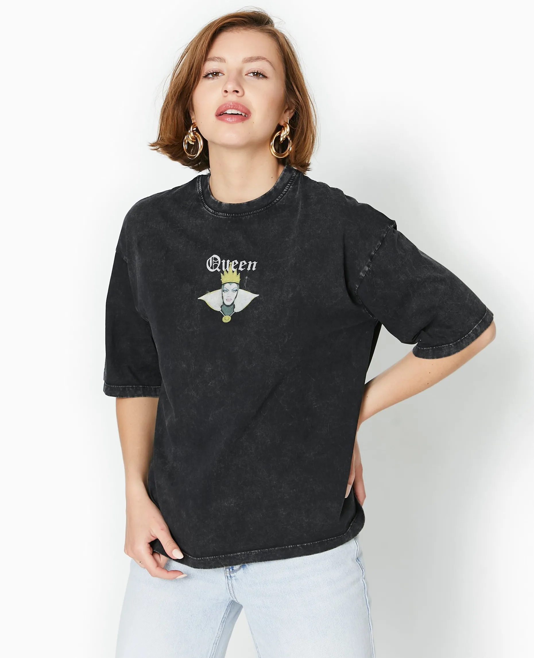 T-shirt Oversize QUEEN De Blanche Neige - Gris
