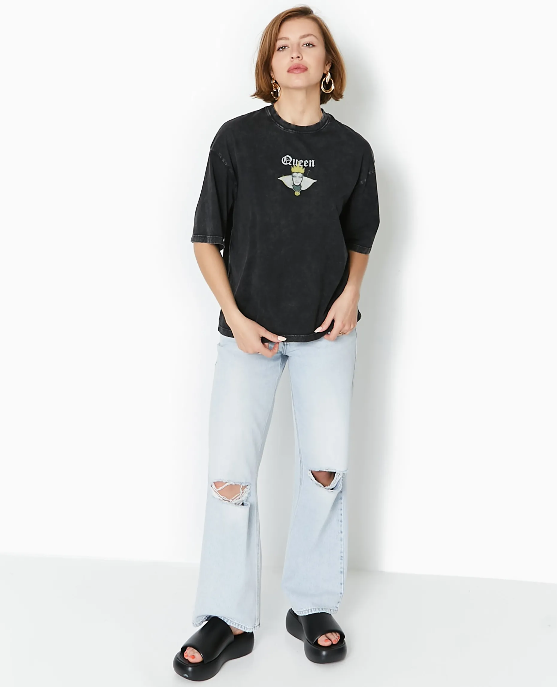 T-shirt Oversize QUEEN De Blanche Neige - Gris