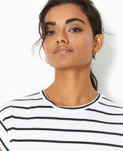 T-shirt Oversize Sans Manches Rayé - Noir