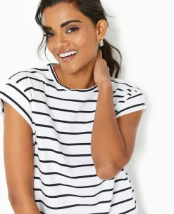 T-shirt Oversize Sans Manches Rayé - Noir