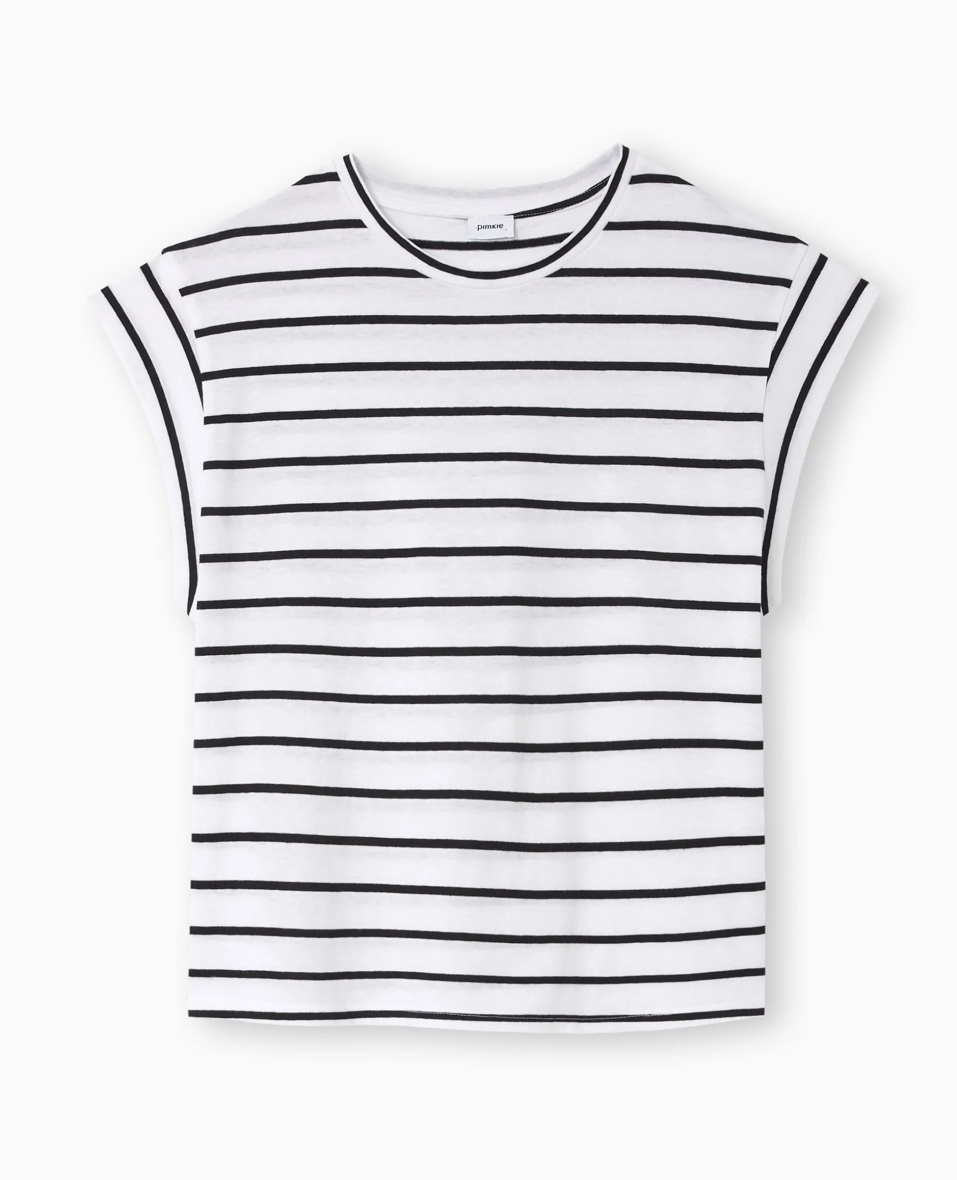 T-shirt Oversize Sans Manches Rayé - Noir