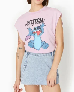 T-shirt Sans Manches STITCH - Rose