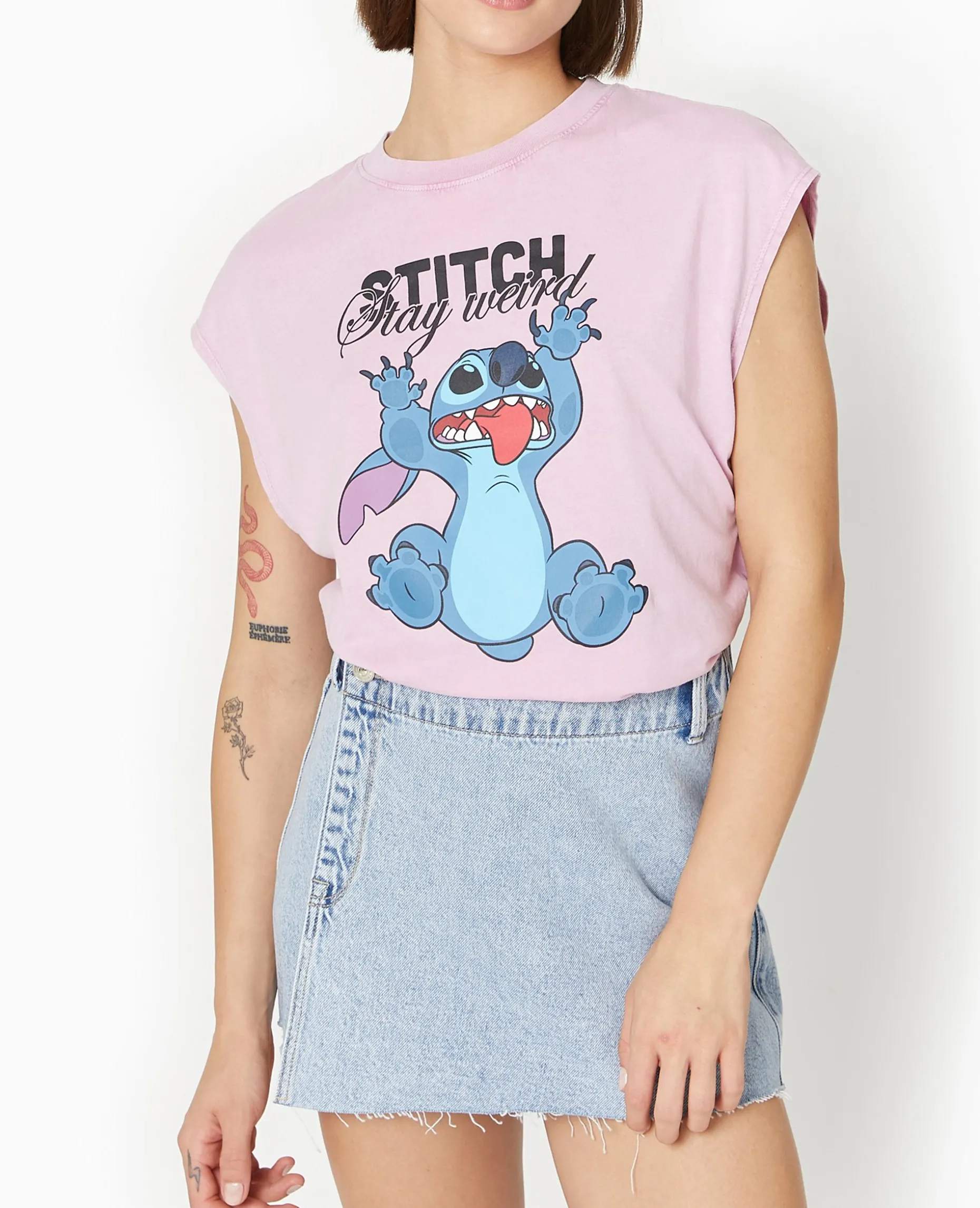 T-shirt Sans Manches STITCH - Rose
