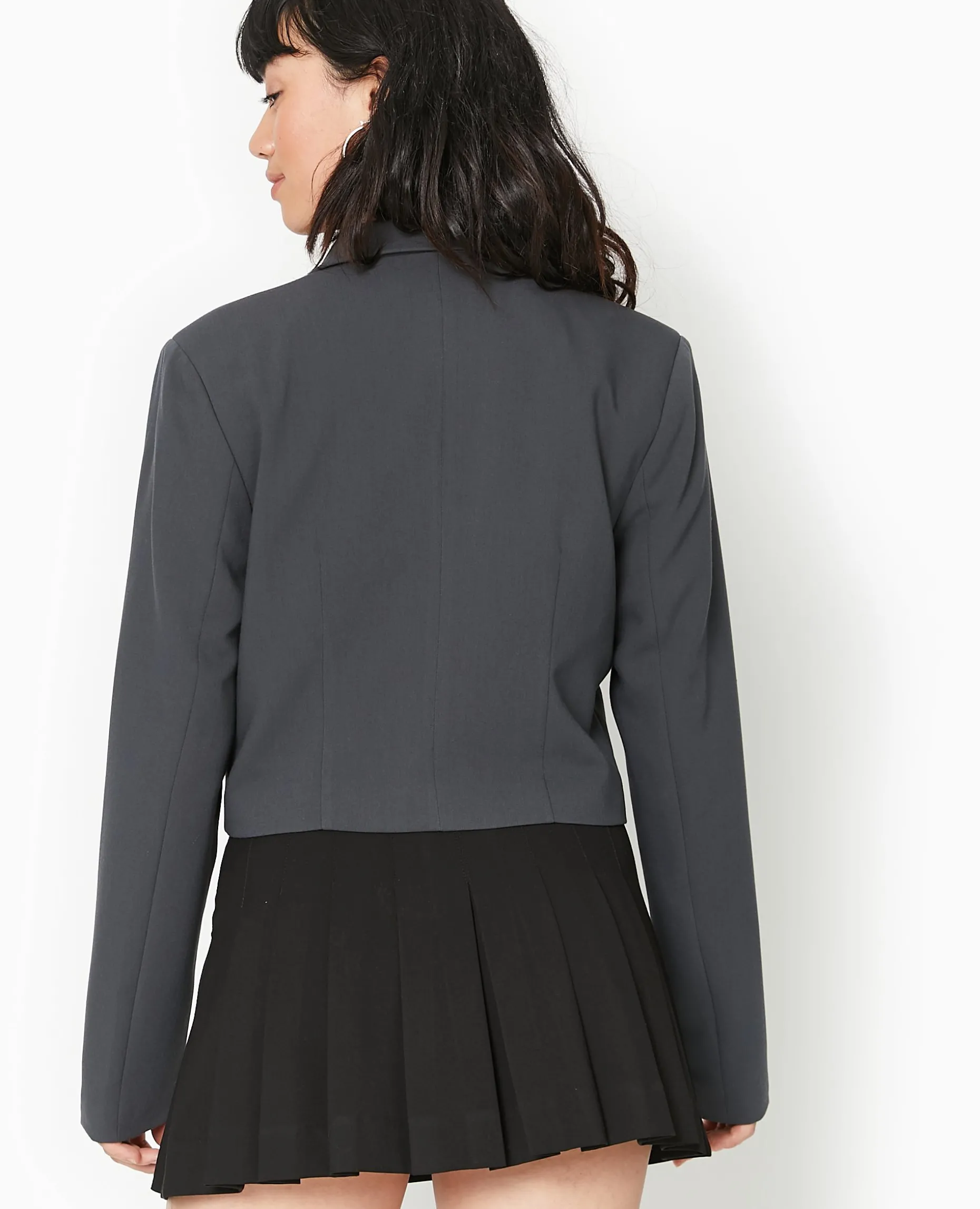 Veste Blazer Courte - Gris Foncé