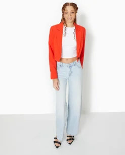Veste Blazer Courte Avec Pinces - Rouge