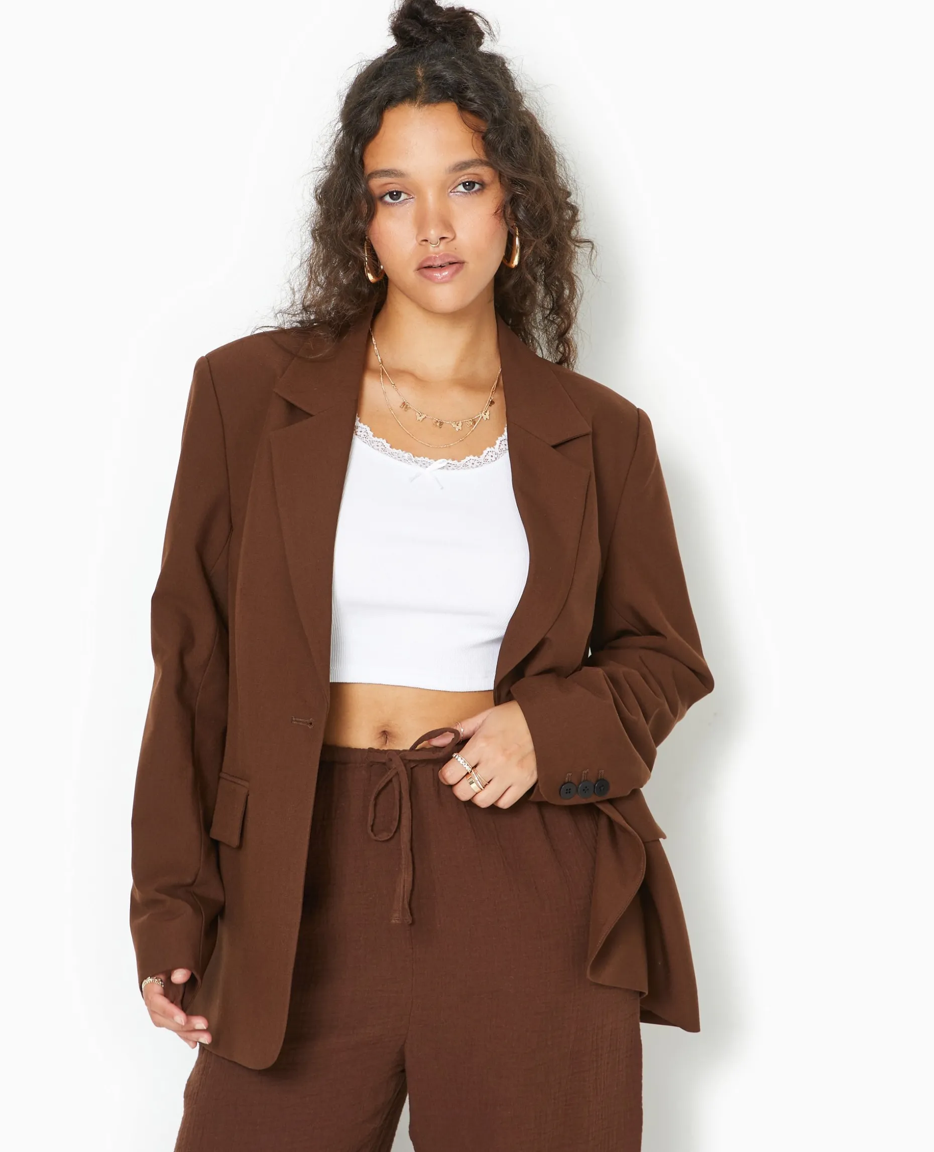 Veste Blazer Droite - Marron