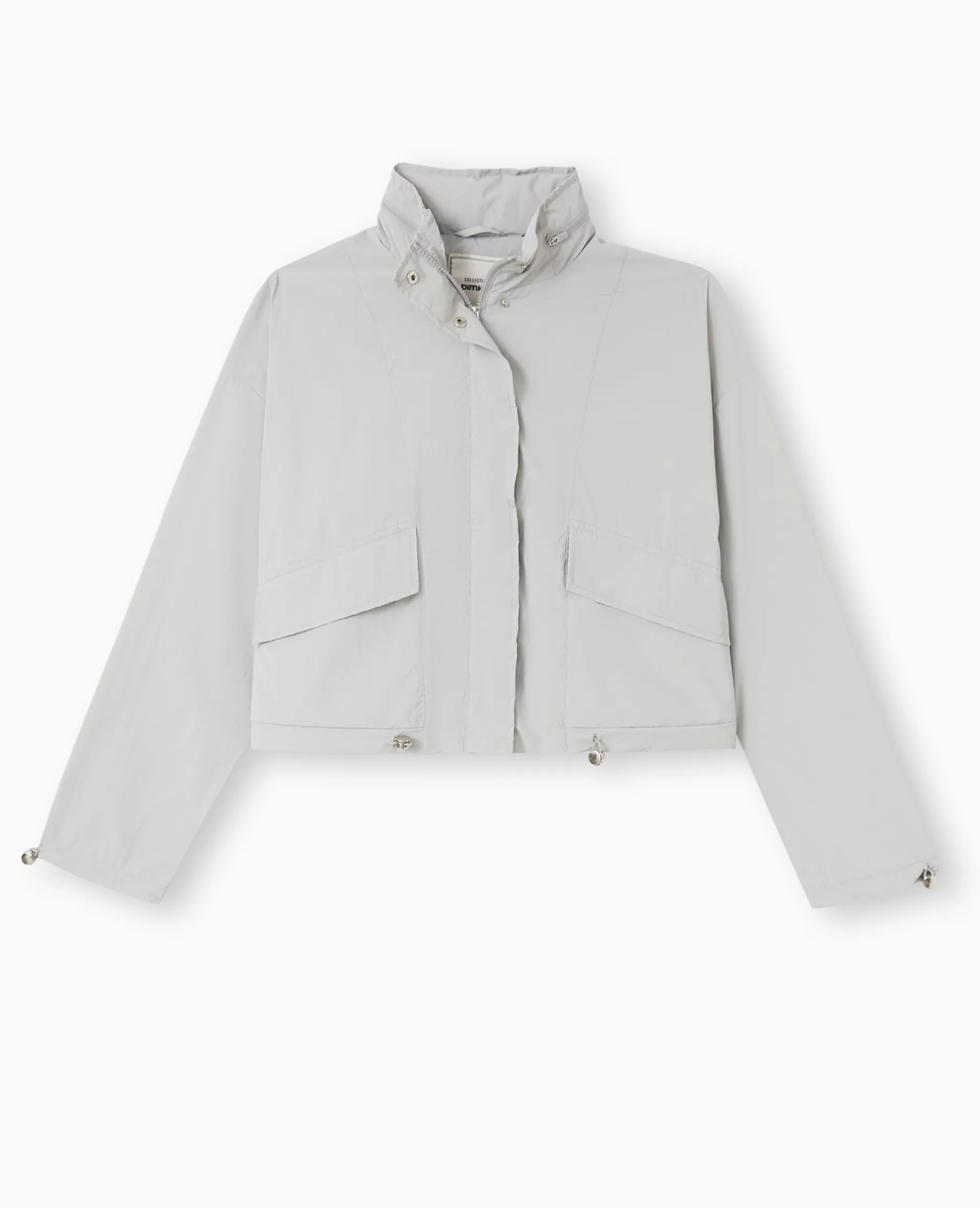 Veste Coupe-vent Courte Avec Liens Et Stoppeurs - Gris Clair