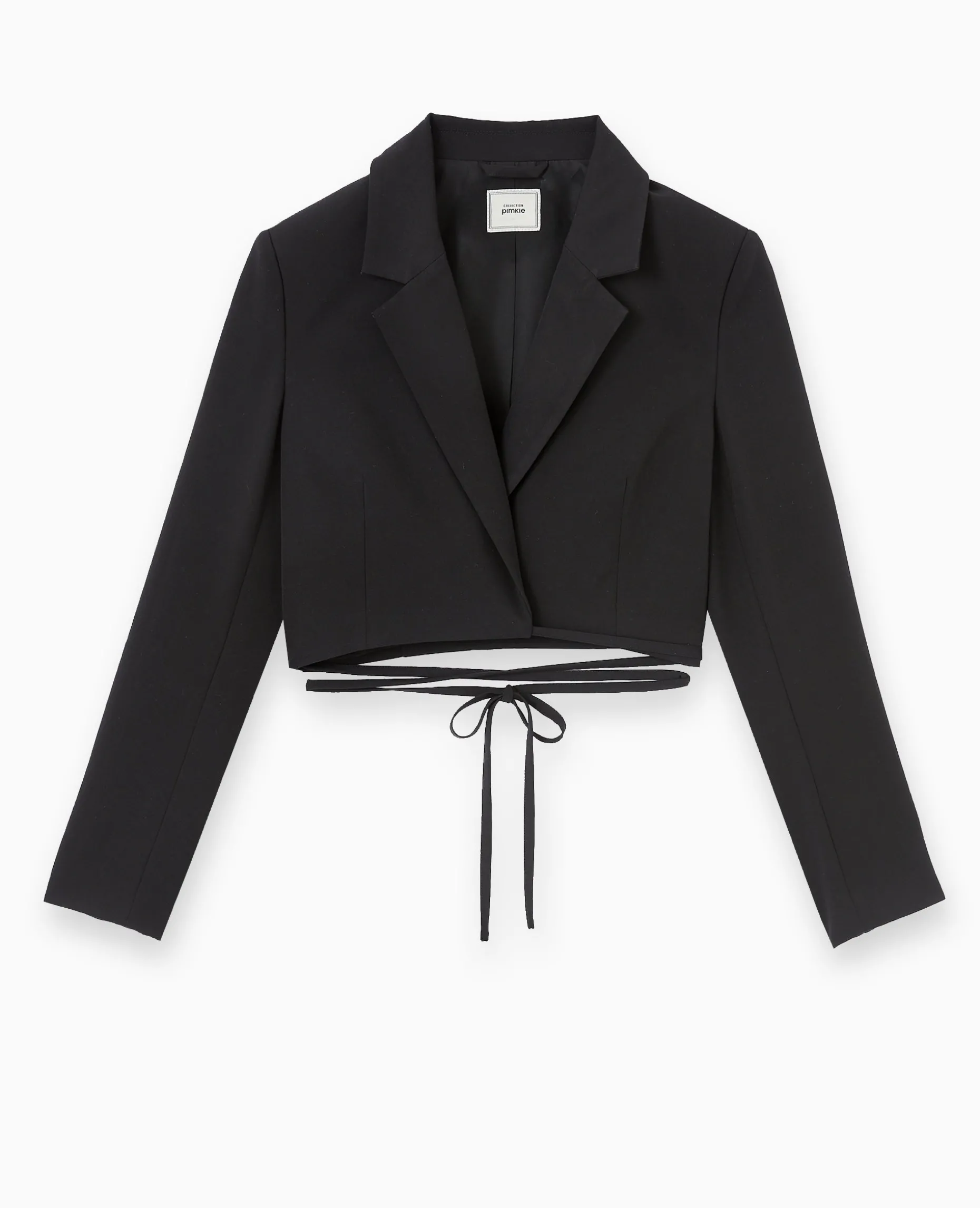 Veste Cropped Avec Liens à Nouer - Noir