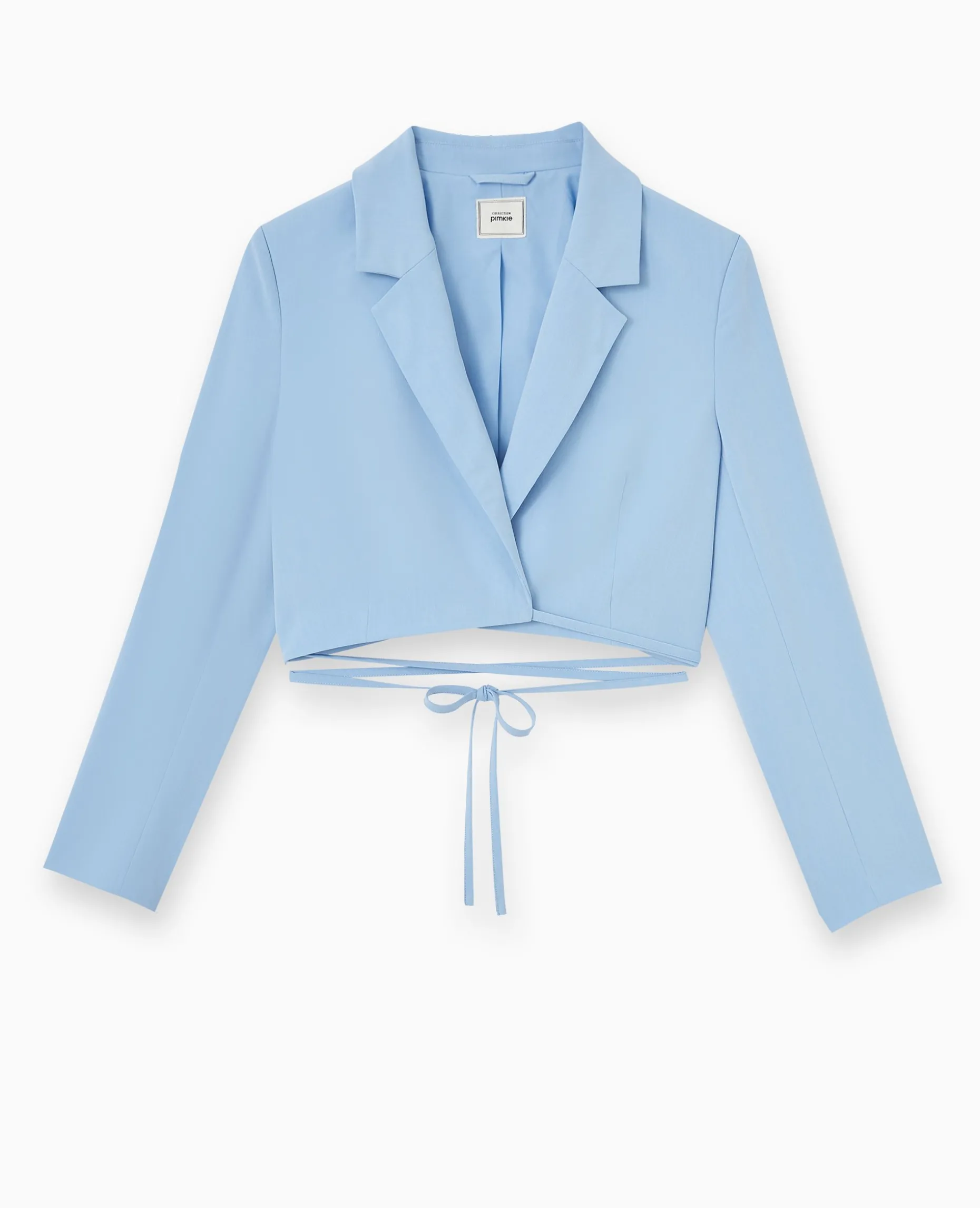 Veste Cropped Avec Liens à Nouer - Bleu Clair