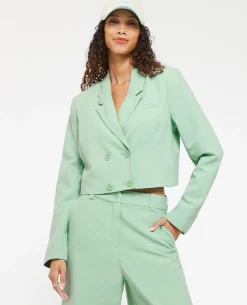 Veste Cropped Double Boutonnage - Vert Olive