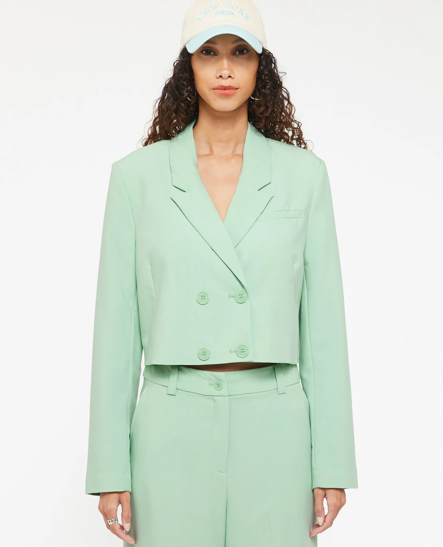 Veste Cropped Double Boutonnage - Vert Olive