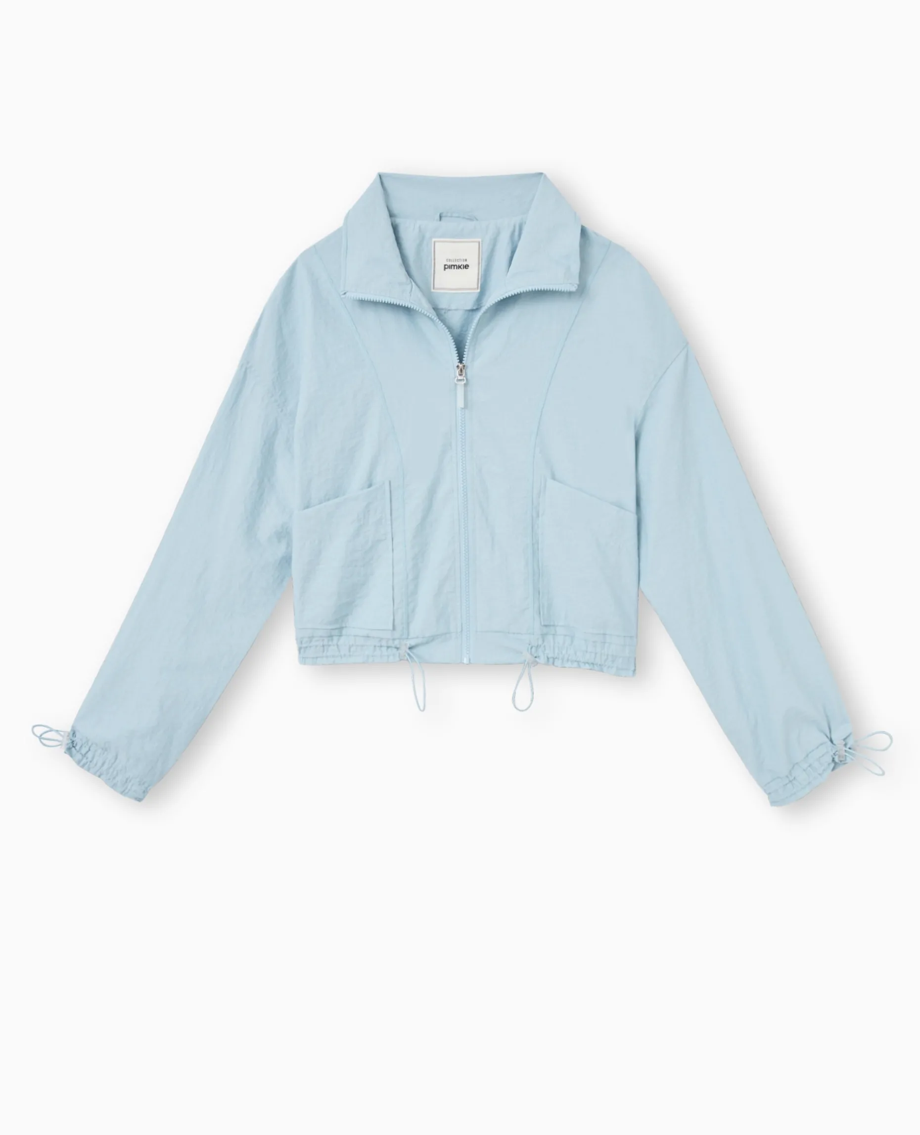 Veste Légè;re Zippée Avec Détails Liens élastiqués - Bleu