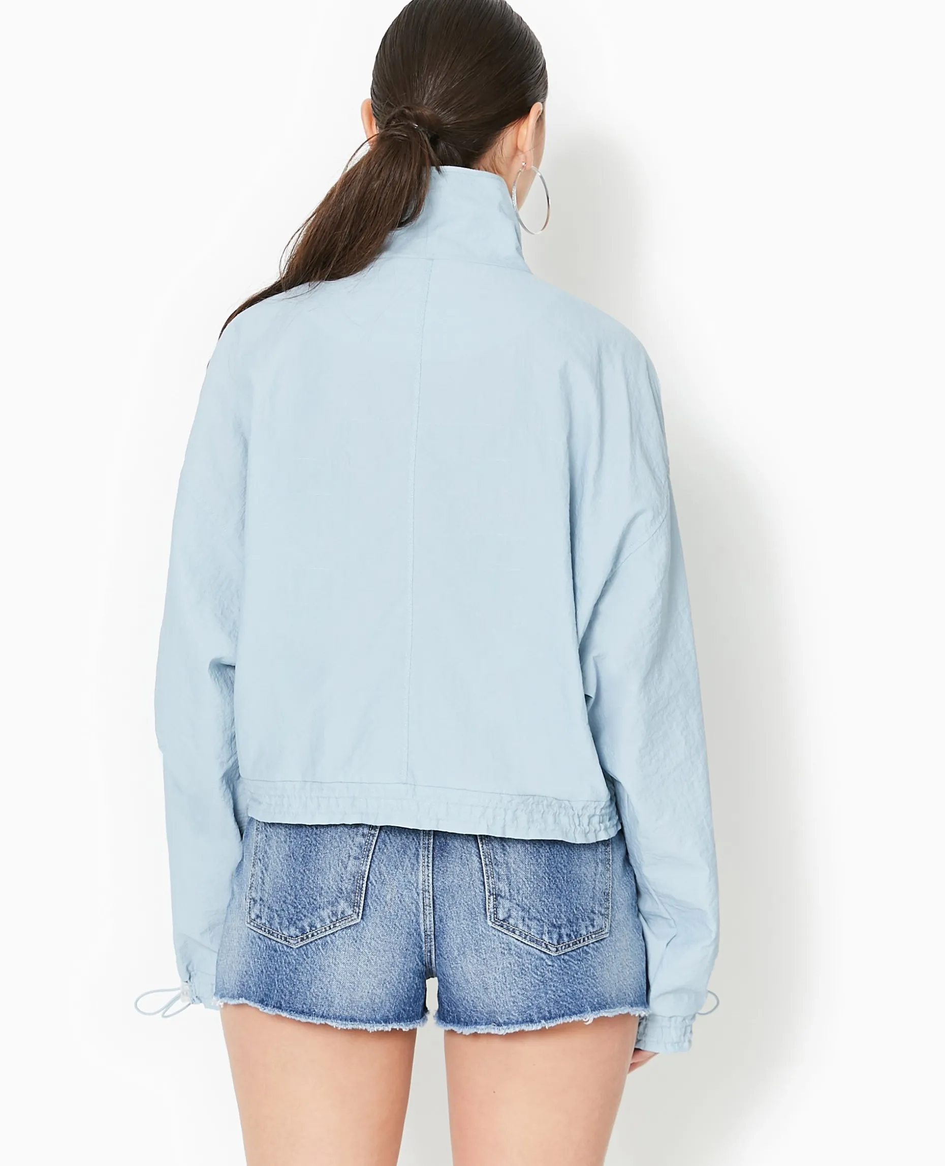 Veste Légè;re Zippée Avec Détails Liens élastiqués - Bleu