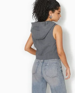 Veste Sans Manches Avec Capuche - Gris Foncé