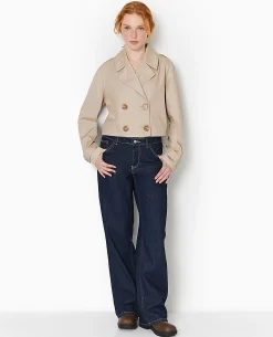Veste Trench Courte Double Boutonnage - Beige