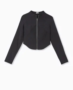 Veste Zippée Fittée Et Courte - Noir