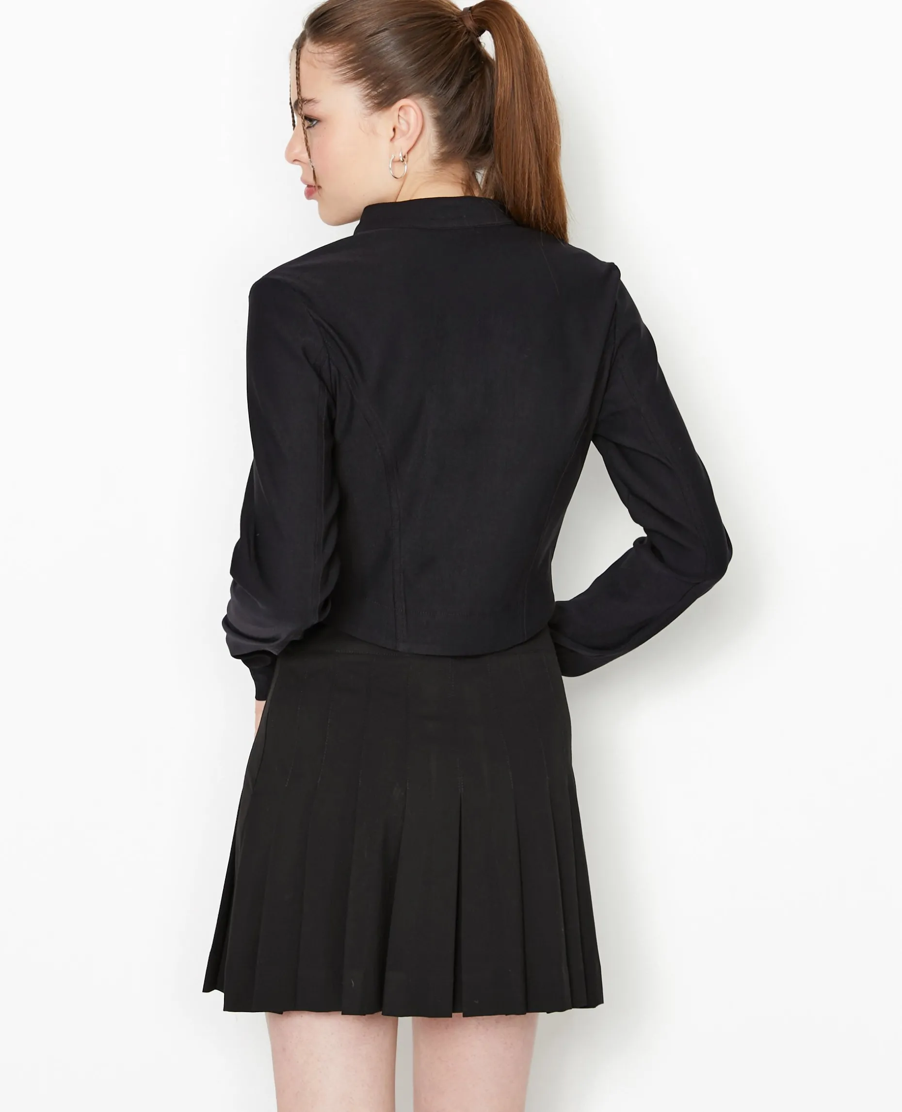 Veste Zippée Fittée Et Courte - Noir